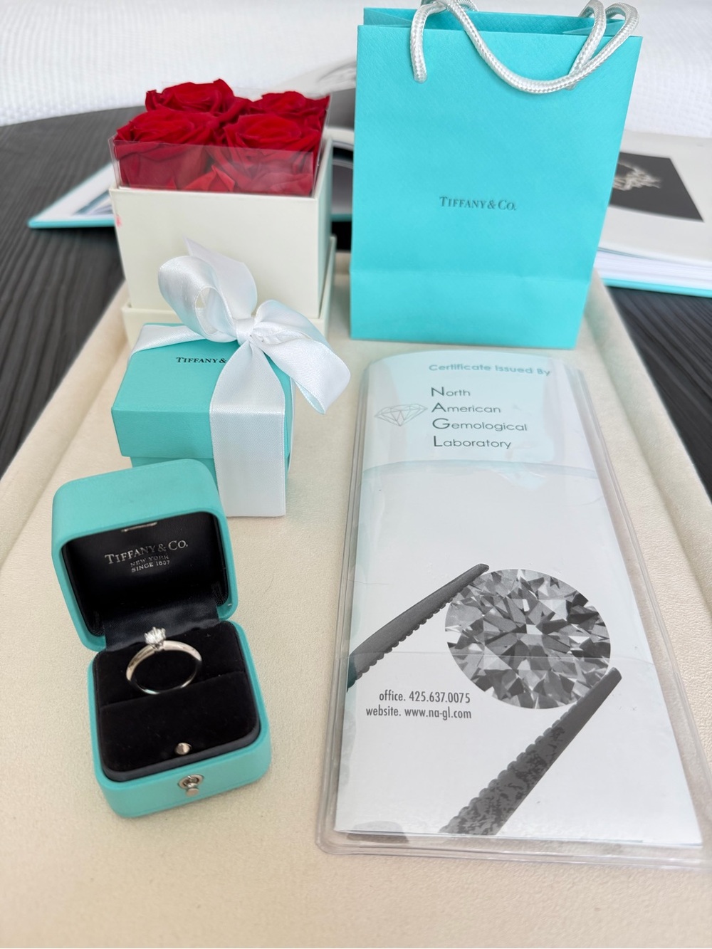 Tiffany & Co. Solitaire Engagement Ring Platinum .40CT Diamond F VS1 Sz 6 $4,510